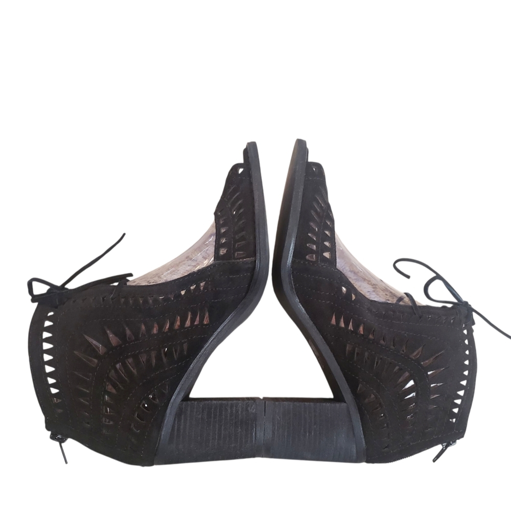Jeffrey Campbell Sandals Womens 10 Cordillo Black Suede Open Toe Lace-up Heels - Picture 8 of 13